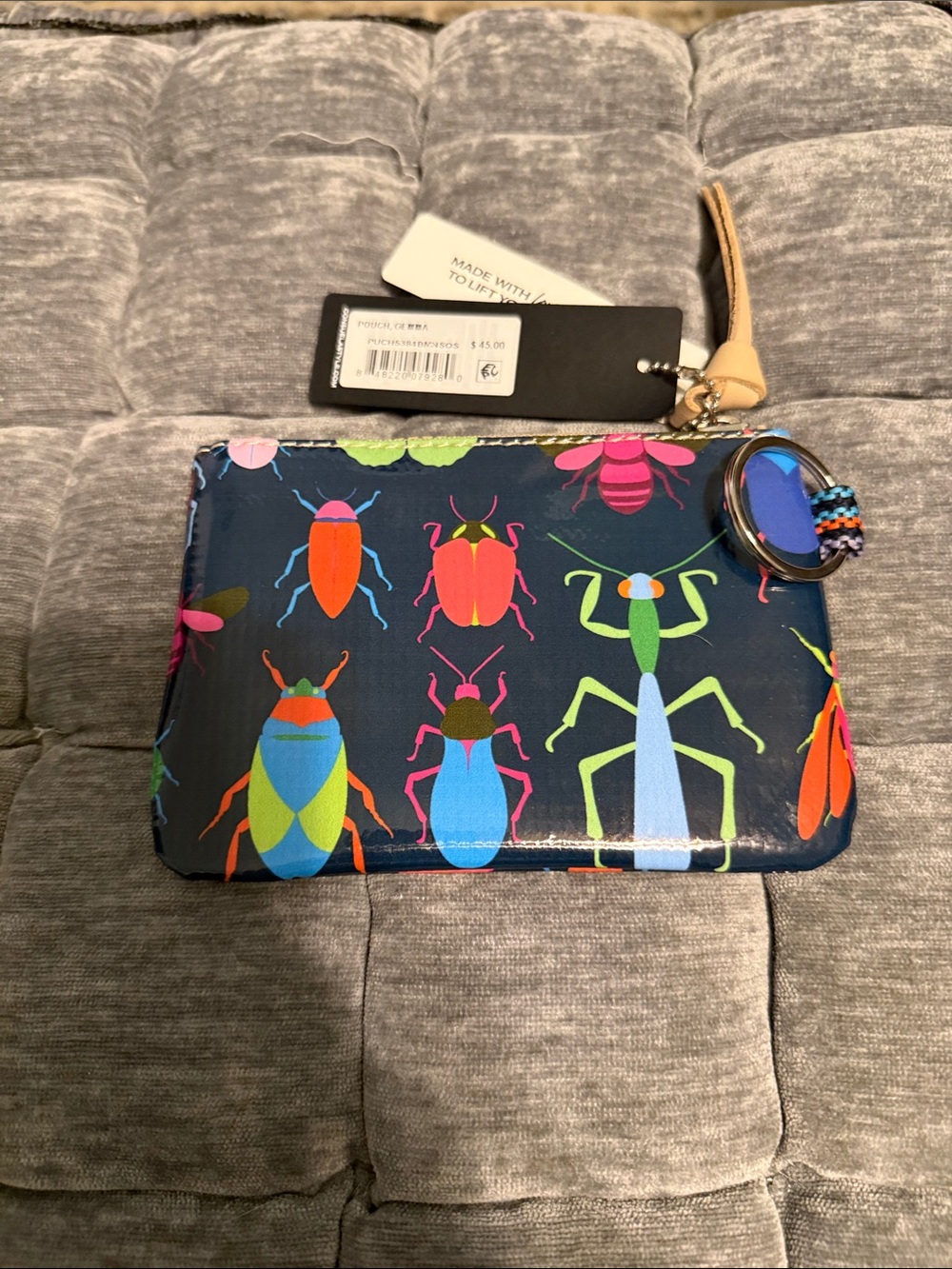 Consuela Colorful Bug Print Wristlet Card Case - Navy